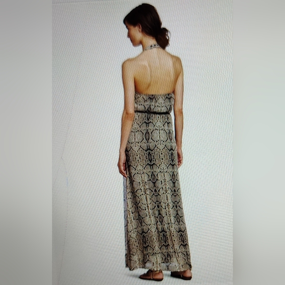 NWT $148 Jessica Simpson Anaconda Black Halter Maxi Dress 10 - Picture 3 of 11